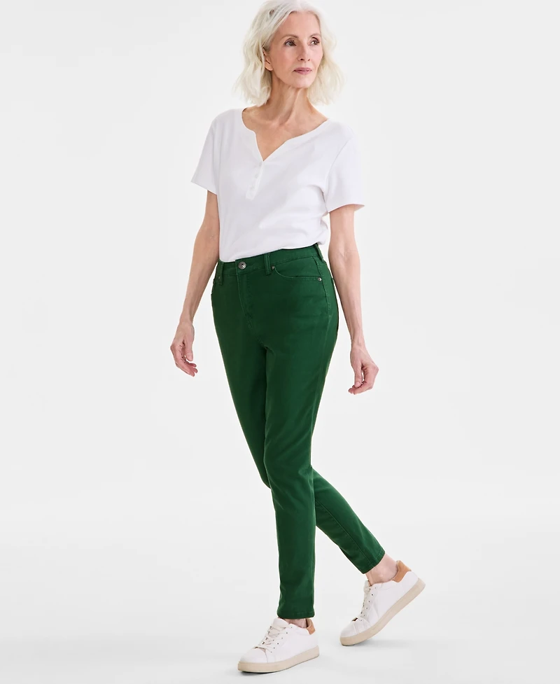 Style & Co Women's Mid Rise Curvy-Fit Skinny Twill Pants, Created for Macy's