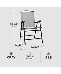 Four Seasons Courtyard Sunny Isles Outdoor Folding Arm Chair Set, 4 Pack, Gray