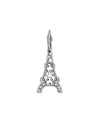 Bling Jewelry Eiffel Tower Pendant Necklace with Cubic Zirconia Pave on Sterling Silver
