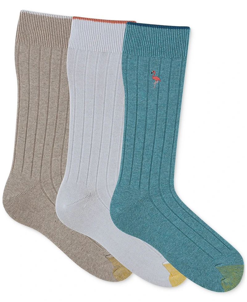 Gold Toe Men's Hampton Embroidered Crew Socks- 3-pack