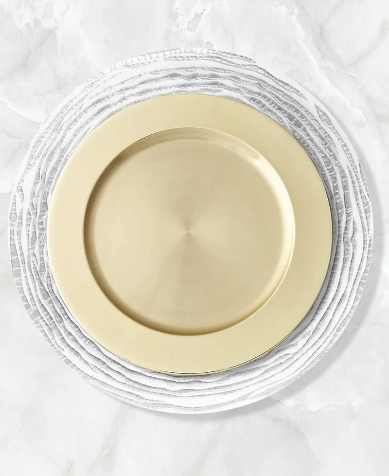 American Atelier Arizona Silver/Clear Glass Charger Plates, Set of 4