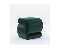 Chic S-Shape Velvet Footstool, Upholstered Makeup Stool, Modern Ottoman for Bedroom, Living Room, and Dressing Area-The Pop Home