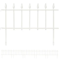 Roman Decorative Garden Fence Panels - Iron Border Fence - 22” W x 18” H Per Panel - White - Set of 5 - 9' Length
