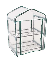 Outdoor Portable -Tier Mini Greenhouse with Roll-up Zippered Door and Steel Wire Shelves