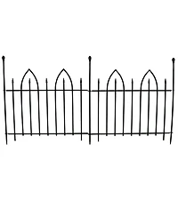 Gothic Arch 6' Set of 2 Decorative Garden Fence Panels - Iron Border Fence - 37" W x 31" H Per Panel - Black