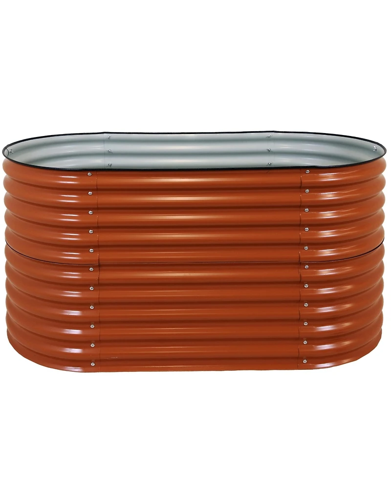 Inch Oval Raised Garden Bed - Stackable Steel Vegetable Flower Bed Planter Kit with Rubber Edge Trim