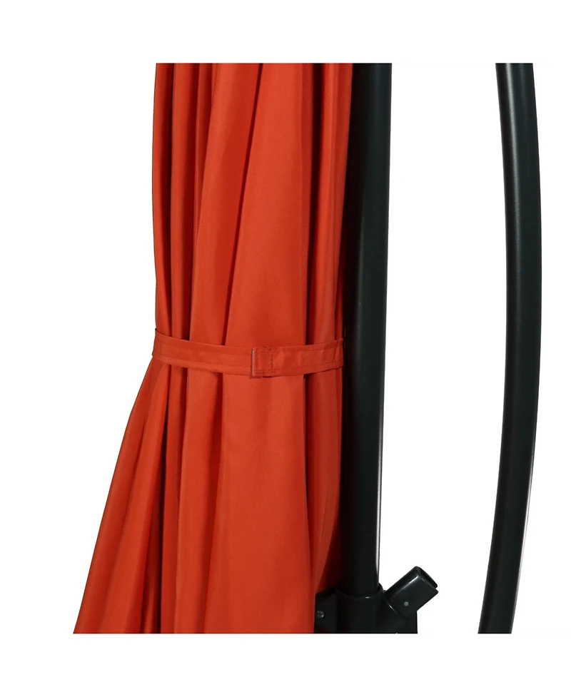 10' Offset Cantilever Patio Umbrella - Polyester Canopy and Steel Pole - Cross-Base - Burnt Orange