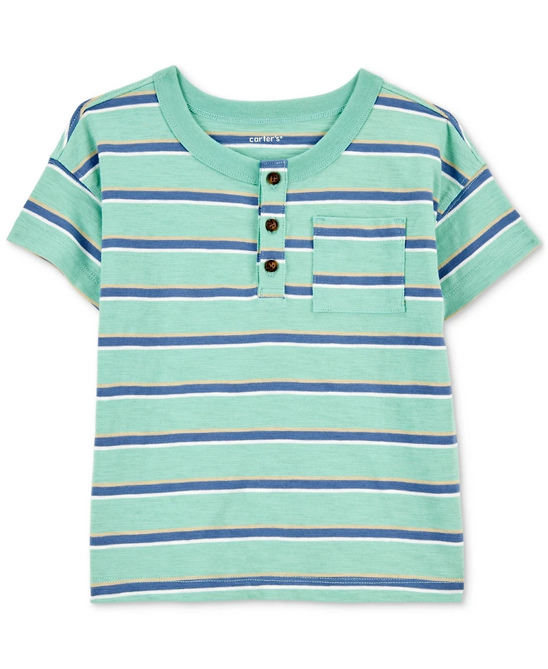 Carter's Toddler Boys Striped Cotton Short-Sleeve Henley T-Shirt