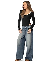 Edikted Womens Contrast Scoop Neck Bodysuit