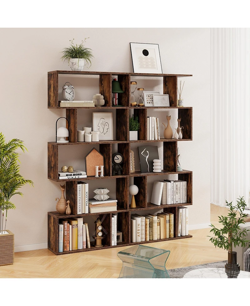 Gouun 5-Tier Bookshelf with Anti-Toppling Device for Living Room Home Office