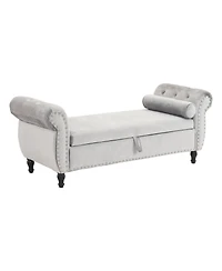 Velvet Storage Ottoman Bench with Pillow, Stylish Footrest and Hidden for Living Room, Bedroom, or Entryway-The Pop Home
