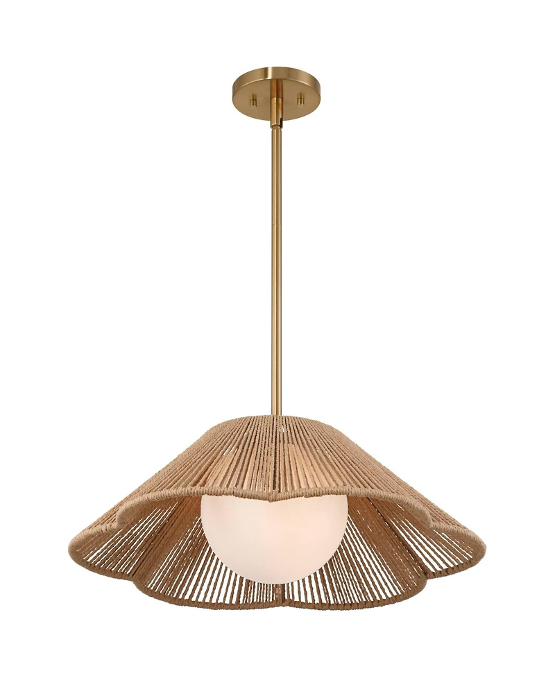 360 Lighting Mylinh 22 1/4" Modern Boho Cottage Pendant Ceiling Light Fixture Dining Room Over Table Kitchen Island Foyer Hanging Brass Finish Natural