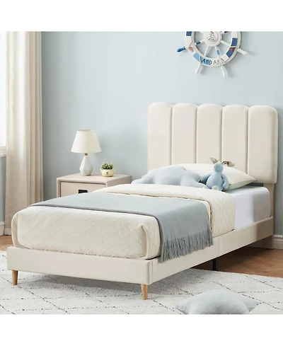 gaomon Twin Bed Frame for Boys & Girls, Upholstered Platform Bed Frame