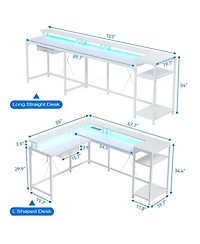 gaomon L Gaming Desk, 68" Home Office Desk with File Drawer & Power Outlet, Computer Corner Desk