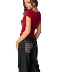 Edikted Womens Javi Cowl Neck Top