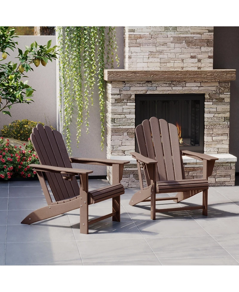 WestinTrends Outdoor Patio Hdpe Adirondack Chairs With Cup Holders (Set of