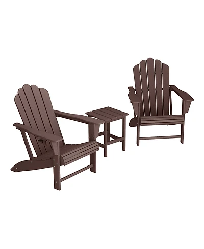 WestinTrends 3-Piece Outdoor Patio Hdpe Adirondack Chair With Cup Holder and Table Set