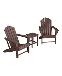 WestinTrends 3-Piece Outdoor Patio Hdpe Adirondack Chair With Cup Holder and Table Set