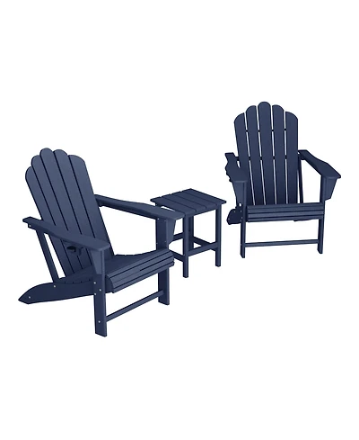 WestinTrends 3-Piece Outdoor Patio Hdpe Adirondack Chair With Cup Holder and Table Set