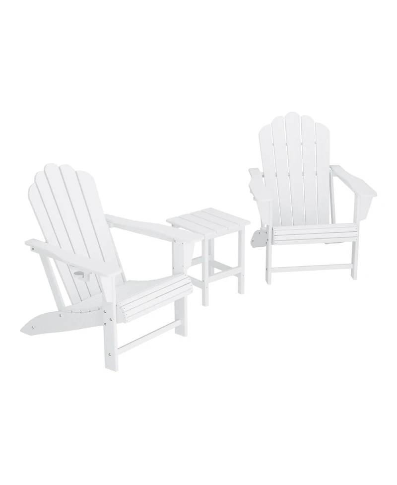 WestinTrends 3-Piece Outdoor Patio Hdpe Adirondack Chair With Cup Holder and Table Set