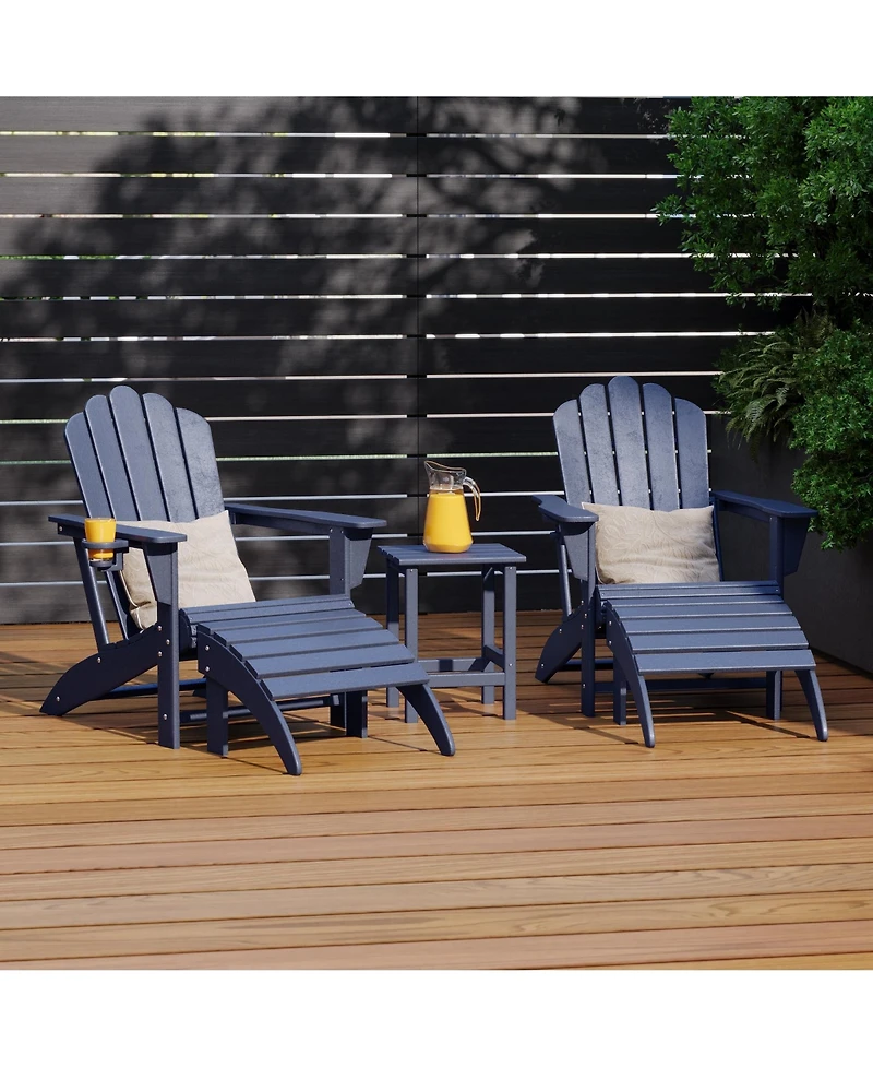 WestinTrends 5-Piece Adirondack Chair with Folding Ottoman and Table Set