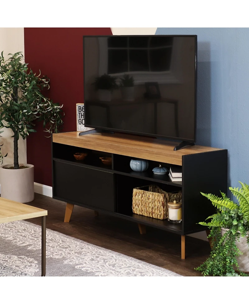 Indoor Mid-Century Modern Tv Stand Console with Storage Cabinet and Shelves for 58"