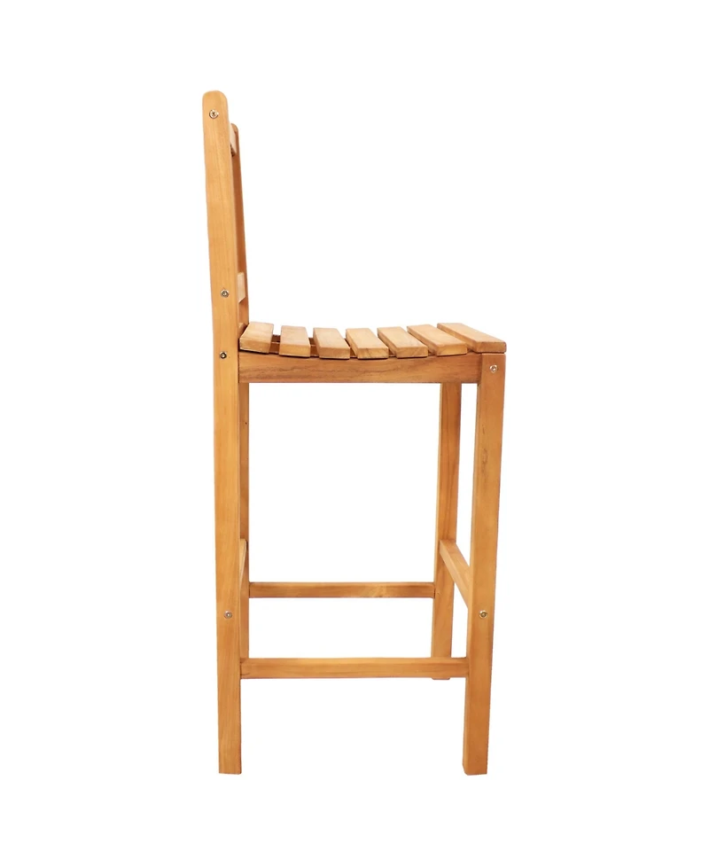 Teak Wood Outdoor Bar Chair - 43" H - Brown