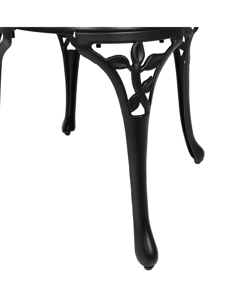 Floral Design Cast Aluminum Outdoor Patio Bistro Set, Black, 3pc