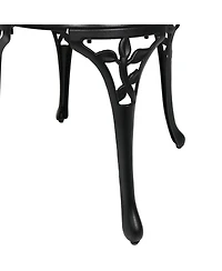 Floral Design Cast Aluminum Outdoor Patio Bistro Set, Black, 3pc