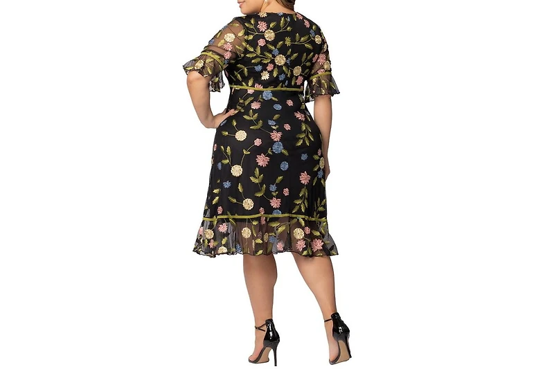 Kiyonna Plus Wildflower Embroidered Floral Mesh Dress
