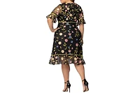 Kiyonna Plus Wildflower Embroidered Floral Mesh Dress