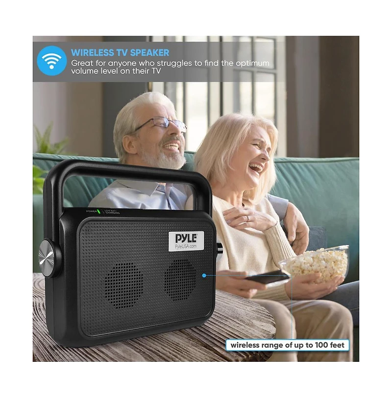 Pyle Wireless Tv Speaker with Transmitter and Rechargeable Battery