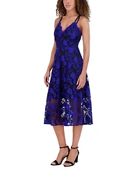 Siena Women's Embroidered Mesh Sleeveless Midi Dress
