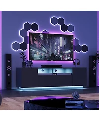 Wlive Tv Stand for 65 Inch Modern Entertainment Center with Led 58" Console Storage Cabinet Stands Living Room