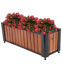 Acacia Wood Slatted Planter Box with Removable Insert - 24" W x 8.25" D x 8.75" H