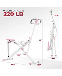 Sunny Health & Fitness Pink Smart Upright Row-n-Ride Squat Assist Exerciser with Free SunnyFit App via Bluetooth
