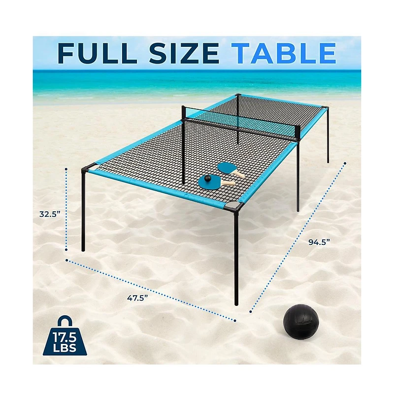 SereneLife Portable Slam Pong Set, Adjustable Table Feet, Includes Accessories
