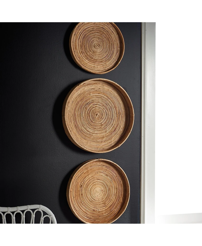 Cane Rattan Round Tray Set of 3