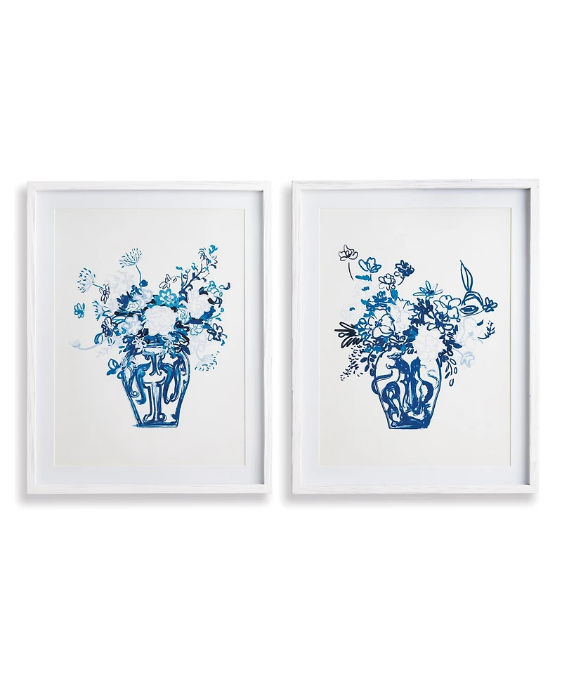 Matched Pair Floral Prints Set of 2