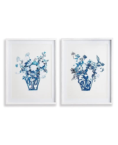 Matched Pair Floral Prints Set of 2