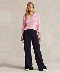 Polo Ralph Lauren Women's Cable-Knit Cotton V-Neck Sweater
