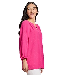 Jones New York Petite Split-Neck Blouson-Sleeve Top