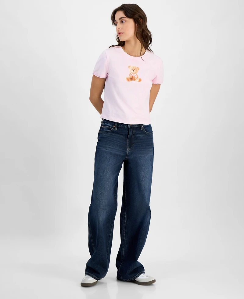 Celebrity Pink Juniors' High Rise Baggy Wide-Leg Curvy Jeans