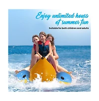 SereneLife 3-Person Inflatable Banana Boat, With Foot Pump & Repair Kit