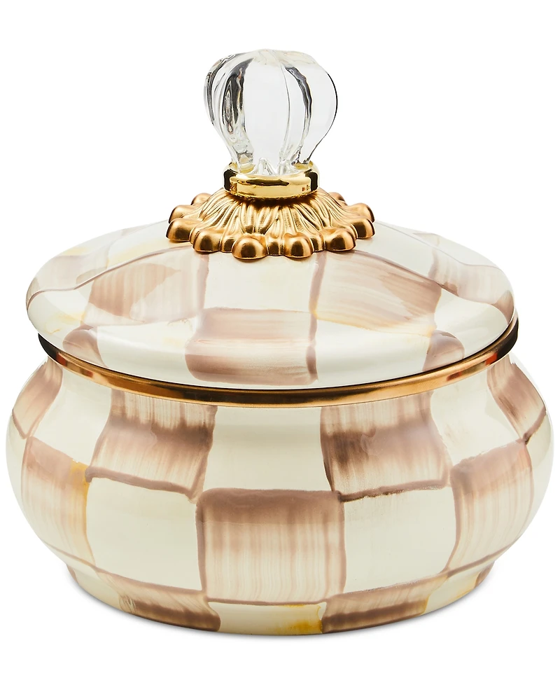 Mackenzie-Childs Mocha Check Squashed Pot