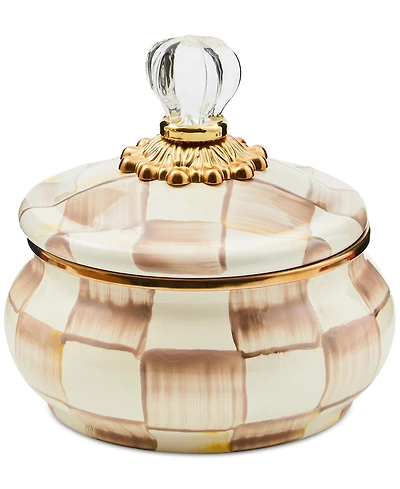 Mackenzie-Childs Mocha Check Squashed Pot
