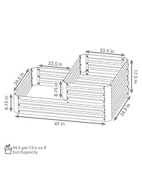 2-Tier Galvanized Steel Raised Garden Bed - 17.75" H