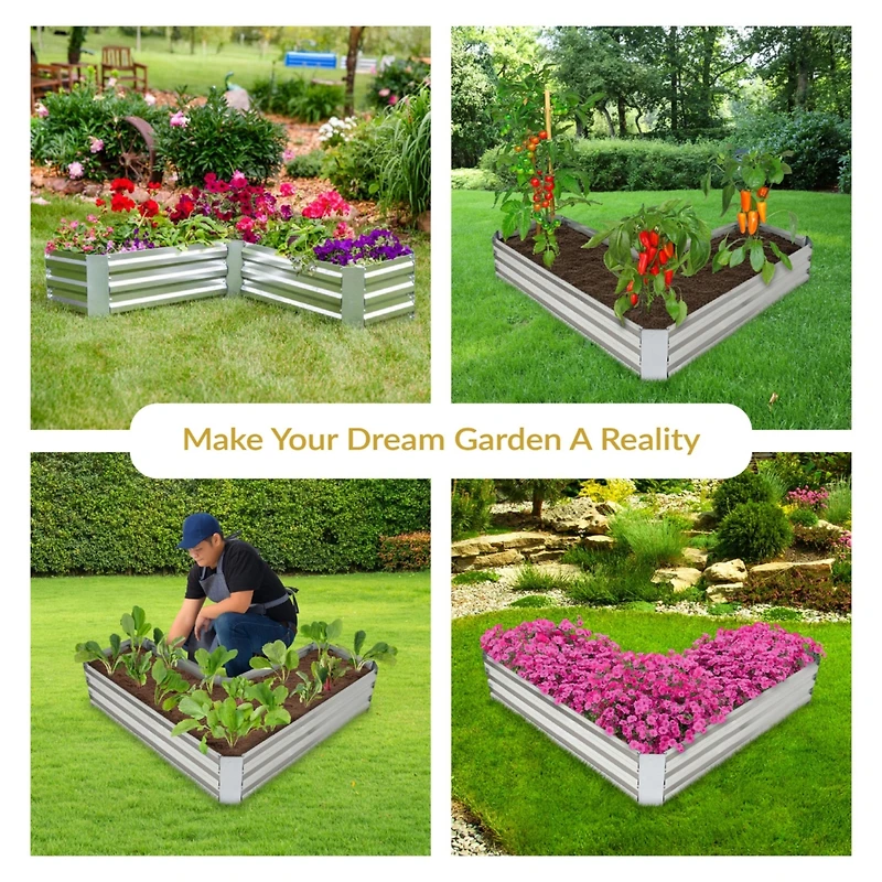Galvanized Steel L-Shaped Raised Garden Bed