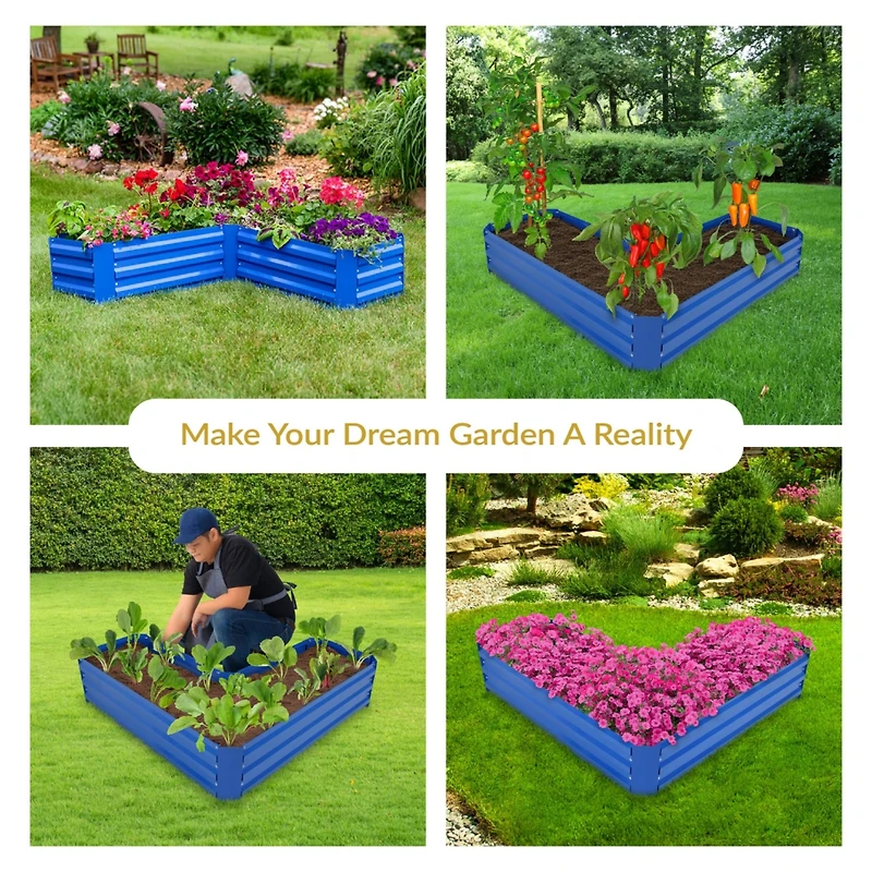 Galvanized Steel L-Shaped Raised Garden Bed