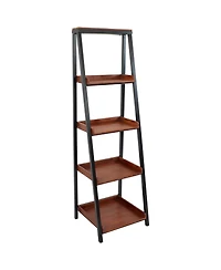 Indoor 4-Shelf Acacia Wood Ladder Bookshelf - 59.75" H